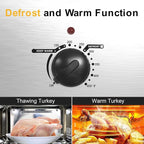 Sunvivi 26lb 22-Quart Roaster Oven, Electric Roaster Oven with Viewing Lid, Turkey Roaster with Unique Defrost/Warm Function, Large Roaster with Removable Pan & Rack, Stainless Steel, Silver
