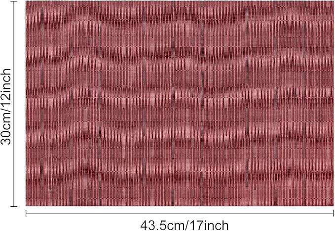 Myir JUN Placemats Set of 6, Vinyl Woven Placemats Place Mats Indoor Washable Table Mats Non-Slip Place mats for Dining Table (Red, Set of 6)