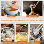 304 Stainless Steel Kitchen Utensils Set with Wooden Handle,12 Pcs Long Heat Resistant Metal Cooking Utensils Set,Spatula, Ladle, Skimmer, Spaghetti Spoon,Tongs,Potato Masher