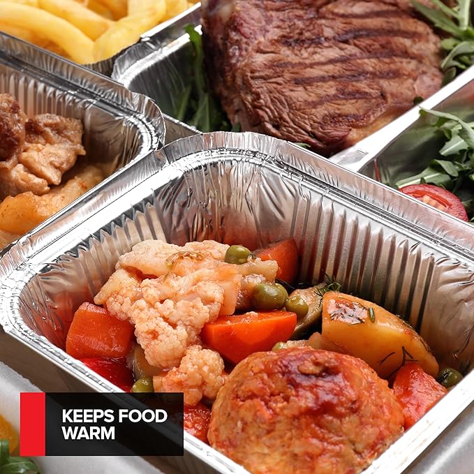 Stock Your Home (Set of 40) Aluminum Pans Disposable, (20) 9x13, (10) 8x8, (10) 1-Lb Heavy Duty Foil Pans, Baking Tins, Cooking Trays, Large and Small Catering Food Containers for Roasting, Serving