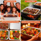 Disposable 9x13 Aluminum Foil Pans with Lids, (10 Pack) Half Size Aluminum Foil Heavy Duty Deep Steam Pans for Roasting Turkey, Cooking, Prepping- Thanksgiving, Christmas, Parties