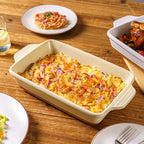 Casserole Dishes for Oven Microwave, Porcelain Baking Dishes with Handles, Rectangular Deep Lasagna Pans, Premium Ceramic Bakeware, Yellow 2.9 Qt (8.46"x14.56") Housewarming Gift