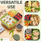 Everusely - Bento Box - Sage, 47oz / 1.4 L - Stainless Steel Lunch Box with Leakproof Condiment Container - 3 Compartment Snack Organizer for On the Go Meals - Freezer & Dishwasher Safe