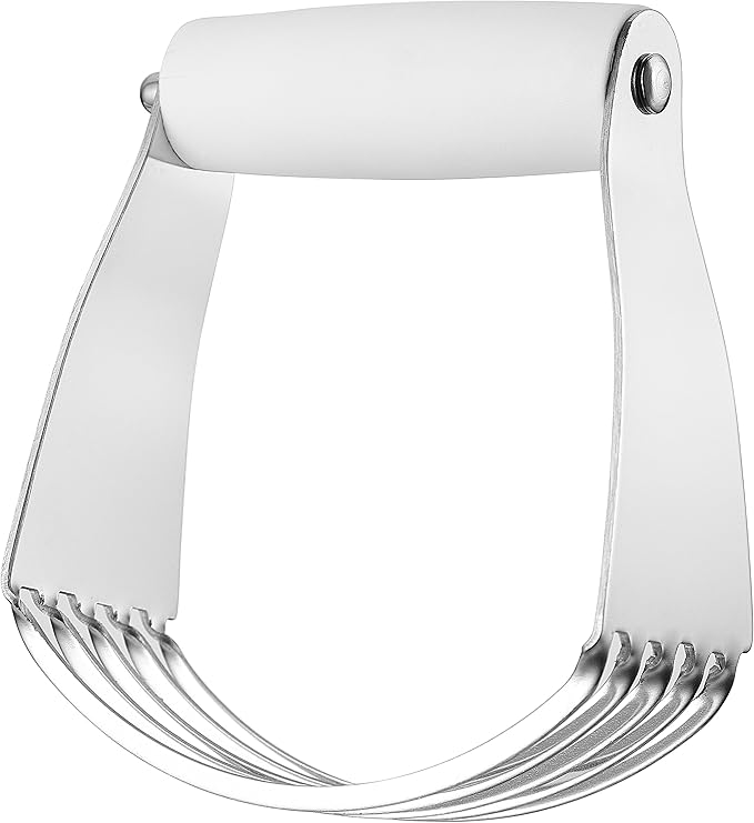 Spring Chef Medium Size White Dough Blender For Baking, Multifunctional Dough Cutter Tool, Stainless Steel Pastry Cutter Tool with Sharp & Sturdy Blades, Dishwasher Safe Pastry Blender for Easy Mixing