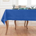 Solino Home Linen Square Tablecloth 52 x 52 Inch - 100% Pure Linen Royal Blue Table Throw - Classic Hemstitch, Machine Washable Table Cloth for Summer
