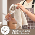 Large Kitchen Hand Towels,Cotton Waffle Weave Dish Towel for Drying, Cleaning Cloth for Kitchen Dishes - Extra Absorbent and Soft - 16 x 28 inch (Cream-4 Pack)