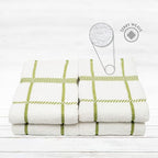 100% Cotton Terry Dish Towels, 4 Pack Checks, 16 x26 Inches, Super Soft and Absorbent Kitchen Towels, Perfect for Kitchen Cleaning and Dish Washing | Green