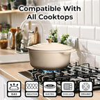 Zulay Kitchen 6 Quart Enameled Cast Iron Dutch Oven Pot with Lid – Premium Durability & Oven Safe up to 500°F – Heavy Duty Cookware Perfect for Bread Baking, Stews, Braising & Roasting – Ivory