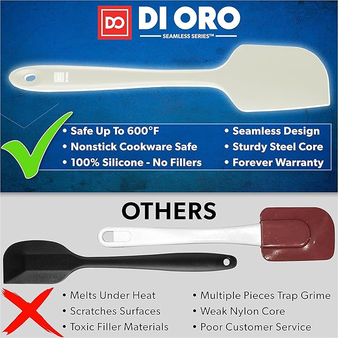di Oro Living Silicone Spatula Set - Rubber Kitchen Spatulas for Baking, Cooking, & Mixing - 600°F Heat-Resistant & BPA Free Silicone Scraper Spatulas for Nonstick Cookware - Dishwasher Safe (Pastel)