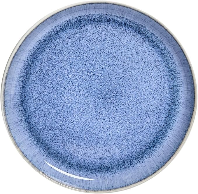 Sango Cove 12-Piece Blue Stoneware Dinnerware Set – Service for 4, Plate & Bowl Set, Blue with a White Speckled Underglaze, for Daily Dining & Entertainment, Microwave & Dishwasher Safe