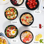 PYRMONT Cereal Bowl Sets of 8 Unbreakable Lightweight 26 OZ Bowls Set Microwave and Dishwasher Safe Wheat Straw Bowls for Soup, Oatmeal, Pasta, and Salad(Black)