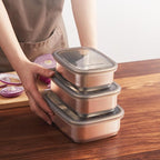 Flexibento - Stainless Steel Nesting Lunch Containers with clear Silicone Lids, Leak Proof & Dishwasher Safe|Set -20,30, 40 OZ| Bento Box | Meal prep|Metal lunch Box for adults