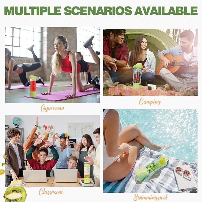 Portable Blender, 270W for Shakes & Smoothies - Waterproof, USB Rechargeable with 20 oz BPA-Free Cup & Travel Lid (Yellow, 20 oz)