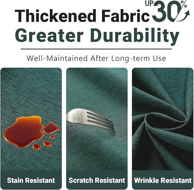 Laolitou Square Table Cloth Linen Waterproof Textured Green Tablecloth, Washable Wrinkle Free Spill Proof Fabric Tablecloths for Dining Table Farmhouse Kitchen Holiday, 60x60 Inch