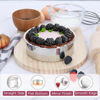 Onader 6 Inch Round Cake Pan Tin Set of 3, Stainless Steel Small Baking Pan for Wedding Birthday