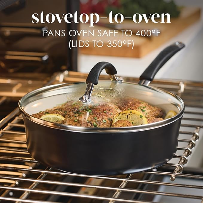 Rachael Ray Cucina Ceramic Nonstick Saute Pan with Lid, 3 Quart Non Stick Sauteuse Pan, Dishwasher Safe - Peppercorn