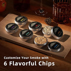 Electric Whiskey Smoker Kit with 6 Flavors Wood Chips, Built-In Lighter Ignites, No Butane Required, Rechargeable Cocktail Drink Smoker Kit, Birthday Bourbon Gifts, Father's Day Gifts for Men-Black