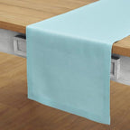 Solino Home Linen Aqua Blue Table Runner 120 Inches Long - 100% Pure Linen 14 x 120 Inch Table Runner for Dining, Summer - Fete