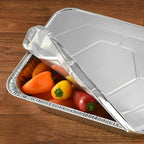 NYHI 9x13 Disposable Aluminum Foil Pans With Lids Large Half Size Deep Steam Pan and Oven Buffet Trays Food Containers for Catering Baking Roasting (1)