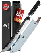 Kitchen perfection 12" Handmade Brisket Knife, Meat Cutting Carving & Slicing BBQ Knife For Men – Insanely Sharp San Mai Steel, W/Canvas Sheath Premium Ergonomic Handle, Best Grilling Gifts for Men