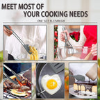 Silicone Cooking Utensils Set, E-far 14-Piece Gray Kitchen Utensils Set with Holder, Kitchen Tools Spatulas with Stainless Steel Handle for Non-stick Cookware, Heat Resistant & Dishwasher safe