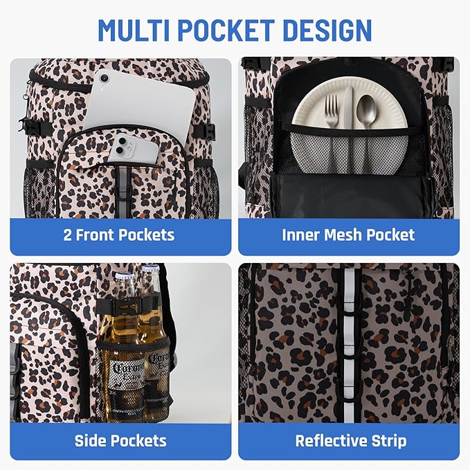 Cooler Backpack, Lightweight and Large Capacity Soft Backpack Cooler, Leak Proof Cooler Bag for Men Women