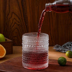 Hobnail Drinking Glasses Set of 6,12 oz Vintage Glassware Set Cocktail Glass Set, Embossed Clear Water Tumbler,for Beer, Whiskey,Juice and Various Mixed Drinks (12oz Clear)