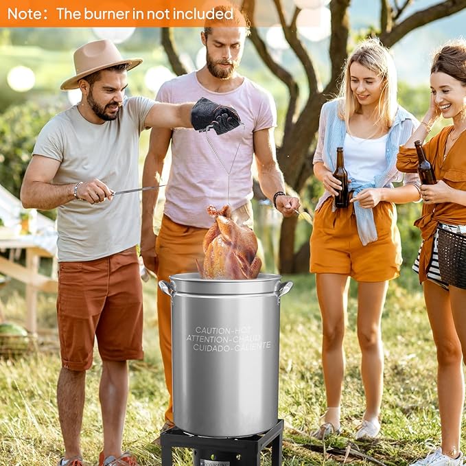 ROVSUN 44QT Stainless Steel Seafood Boil Pot with Strainer Basket, Lid & Hook, Versatile Stock Pot for Crab, Lobster, Shrimp Boiling, Heavy-Duty Turkey Fryer for Outdoor Cooking & Gatherings