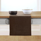 Solino Home Linen Small Table Runner 60 Inches - Athena, 100% Pure Linen Chambray Brown Table Runner 14 x 60 Inch Ideal for Dresser and Coffee Tables - Fall, Autumn
