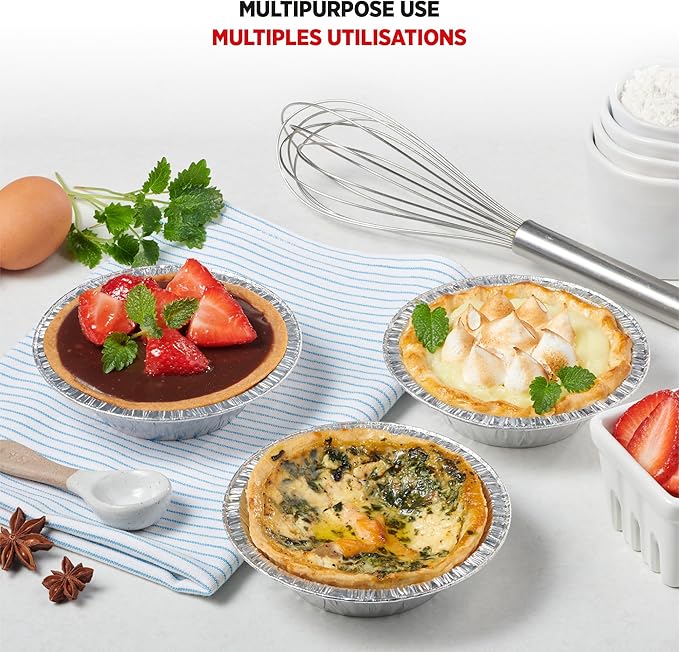 Starfrit (50-Pack 5” Deep Tart or Pie Plates (12.7 cm) - Recyclable - Disposable - Oven & Freezer Safe - Perfect for Baking Tarts & Pies