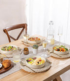 theterra 7.5'' Ceramic Pasta Bowls, Salad Bowls Set of 4, Stoneware Serving Bowls for Fruits, Noodle, Dinner, House-warming Wedding Present, Beige