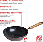 JOYCE CHEN Classic Series 9.5-Inch Ceramic Nonstick Carbon Steel Stir Fry Pan