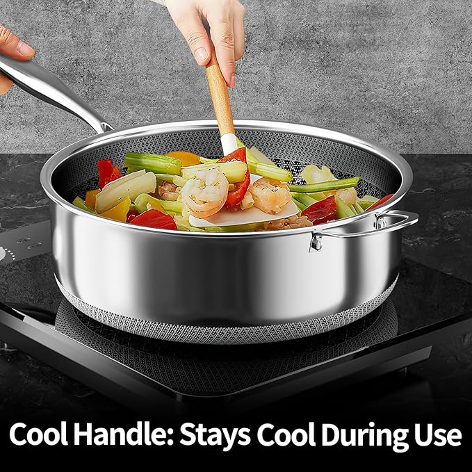 17-Piece 5 Ply Stainless Steel Cookware Set with Lids, Pots and Pans Set Non Stick, Non-Toxic, for Induction, Oven, Dishwasher Safe, RV Essentials, Kitchen Appliances