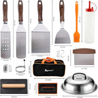 ROMANTICIST 29PCS Griddle Accessories Set - Flat Top Teppanyaki Spatula Set with Scraper, Basting Cover for Camp Chef- Home Cooking Griddle and Outdoor BBQ Gifts for Christmas