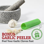 Priority Chef Heavy Duty Large Mortar and Pestle Set, Hand Carved from Natural Granite, Make Fresh Guacamole, Pesto, Stone Grinder Bowl, Herb Crusher, Spice Grinder, 6.3 Inches Wide, 2 Cup - Grey