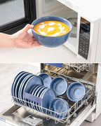 vancasso ANYA 24 Pieces Plates and Bowls Set, Blue Dinnerware Sets, Reactive Glaze Dishes Set for 8, Ceramic Dishware Sets Kitchen Dinner Set, Microwave & Dishwasher Safe