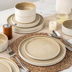 AmorArc Ceramic Dinnerware Sets, Handmade Reactive Glaze Stoneware Plates and Bowls Sets,Highly Chip and Crack Resistant | Dishwasher & Microwave Safe Dishes Set, Service for 4 (12pc)