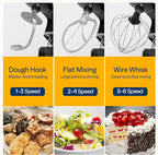 VIVOHOME 3 in 1 Multifunctional Stand Mixer with 6 Quart Stainless Steel Bowl, 650W 6 Speed Tilt-Head Meat Grinder, Juice Blender, Black