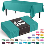 Exquisite Party Solids 12-Pack Premium Plastic Tablecloth 54in. x 108in. Rectangle Table Cover - Teal
