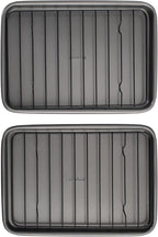 GoodCook Set of 2 Nonstick Steel 9" x 6.2" Toaster Oven Mini Baking Sheets with Racks, Gray