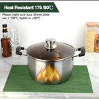 Green Christmas Placemats Set of 4 - Wipe Clean Vinyl Placemats - Washable Heat Resistant PVC Placemats for Dining Table - 17x12 Inch (Green, 4)