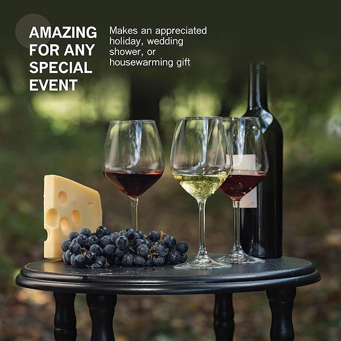 Bormioli Rocco Red Wine Glasses, Crystal Clear Star Glass, Laser-Cut Rim For Wine Tasting, Elegant Party Drinking Glassware, Restaurant Quality (Red Wine Glass Set of 8)