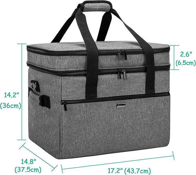 Yarwo Large Slow Cooker Travel Bag Compatible with Crock-Pot/Hamilton Beach 8-10 Quart, Double Layers Slow Cooker Carrier Case for Kitchen Appliance and Accessories, Upgraded Version, Gray (Bag Only)