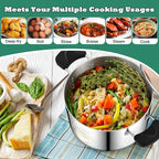 6 Quart Cooking Pot Stockpot with Lid, P&P CHEF Tri-ply Stainless Steel Pot for Pasta Soup, Work on Multi Stove Tops, Heat-resistant Pot Handles, Heavy-Duty & Dishwasher Safe