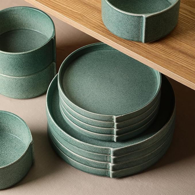 Stone Lain Bao 24-Piece Dinnerware Set Stoneware, Green
