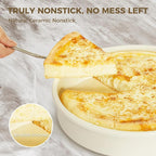 HONGBAKE 9 Inch Round Cake Pan Set of 2, Nonstick Ceramic Coating Cake Molds with Diamond Texture, Aluminized Steel Cake Pans Sets for Baking & Cheesecake, Heavy Duty & Non-Toxic (Cream, 2PCS)