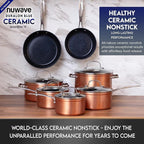 Nuwave 12pc Healthy Pots and Pan Set Non-Stick, Forged Lightweight Cookware Set, G10 Duralon Ceramic Coating, Vented Tempered Glass Lids, Induction-Ready & Works on All Cooktops, PFAS Free