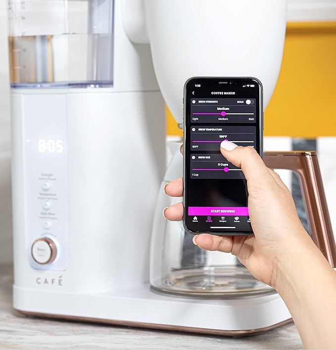 Café Specialty Drip Coffee Maker | 10-Cup Glass Carafe | WiFi Enabled Voice-to-Brew Technology | Smart Home Kitchen Essentials | SCA Certified, Barista-Quality Brew | Matte White