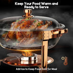 Chafing Dishes for Buffet 4Pack, 5QT Round Stainless Steel Chafing Dish Buffet Set with Safe Roll-Edge, Chafers and Buffet Warmers Sets for Catering, Weddings, Parties, Holiday Celebration (Rose Gold)