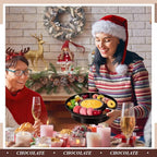 Lallisa Electric Fondue Pot Set, Chocolate Fondue Kit, Electric Fondue Maker, detachable Serving Trays with 4 Roasting Forks, gift Set for Date Night House Warming Melting Parties(Black)